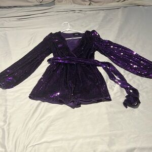 Purple sequins romper size small.